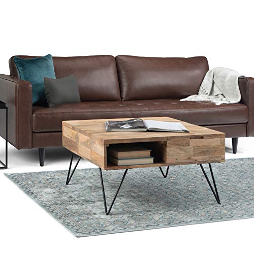 Hunter 32" Wide Solid Mango Wood Square Coffee Table in Natural (Lift Top Coffee Table / 32 inch / Refined Natural)