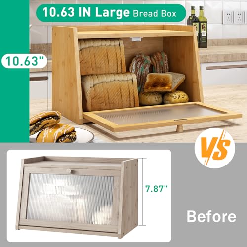 Bread Box for Kitchen Counter (Natural / Medium-1_Tier)