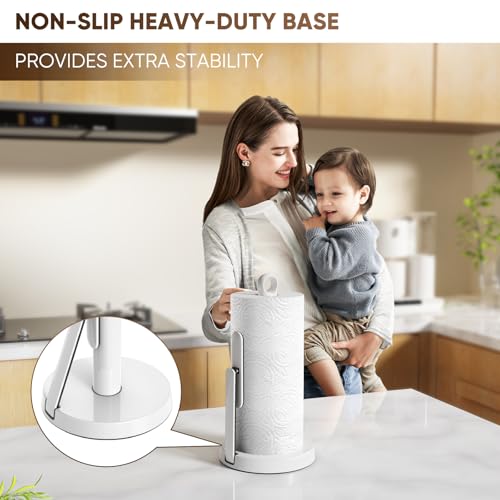Heavy Duty Paper Towel Holder with Tension Arm (White)