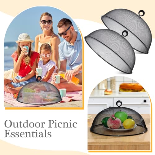 6 Pcs Metal Mesh Food Cover Outdoor Food Tents (Black / 14 Inch)