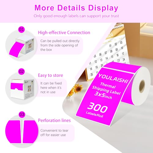 3 X 5 Inch Printable Waterproof Rectangle Color Coding Labels (Fluorescent Purple)