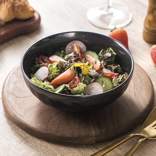 Ceramic Pasta Bowls Set (Bright Black)