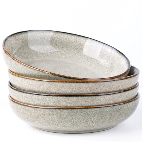 8.5’’ Ceramic Pasta Bowls Set of 4 (Set of 4 / Green Wheat)