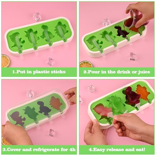 2 Pack Silicone Popsicle Molds (2 Pcs Mini Cartoon - Green & Blue)
