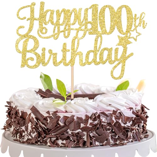1 PCS Happy 100th Birthday Cake Topper (Gold / 100th)