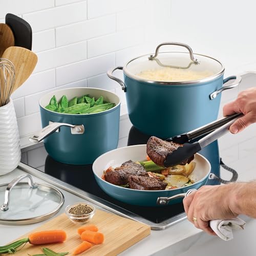 Hard Anodized Ceramic Induction Cookware Set (Agave / 9 Piece Cookware Set with Stainless Steel Handles)