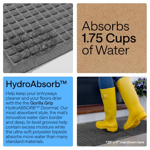 HydroABSORB Door Mat for Indoor Outdoor Use (Grey / 29" X 17")