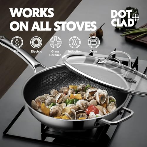 13 Inch Hybrid Stainless Steel Wok with Lid and Steamer Basket (Stainless Steel / 2x13IN)