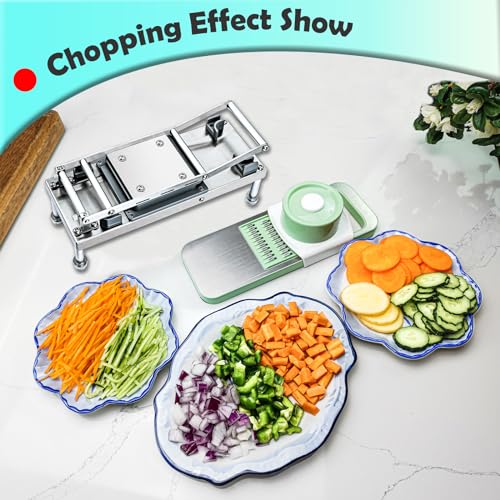 All-in-1 Vegetable Chopper with 8 Blades - Mandoline Slicer-Pro Food Chopper with Container - Veggie Salad Onion Chopper - Potato Dicer French Fry Cutter - Cheese Grater - Stainless Steel material (8 Blade)