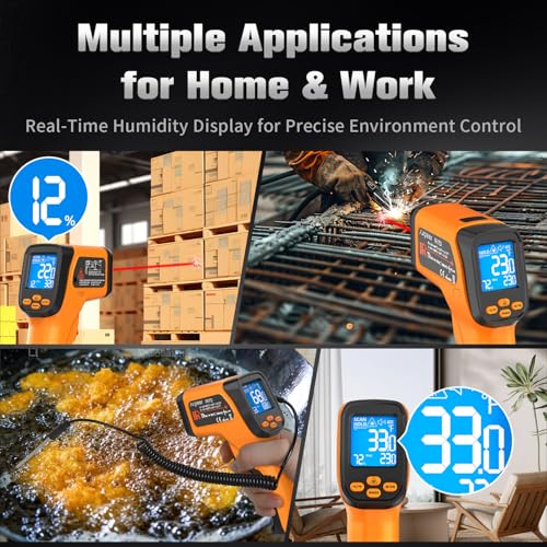 Infrared Thermometer Temperature Gun 1472°F (-58°F to 1472°F)