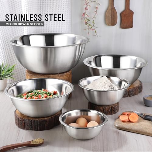 Premium Stainless Steel Mixing Bowls (5 Count)