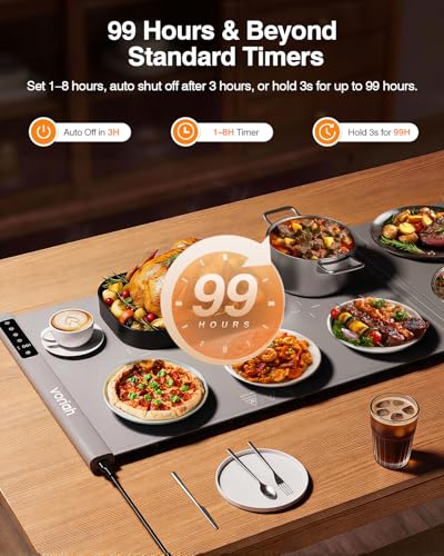 54'' Food Warming Mat with Heat (2X-Large-54*16'' / Silver Gray)