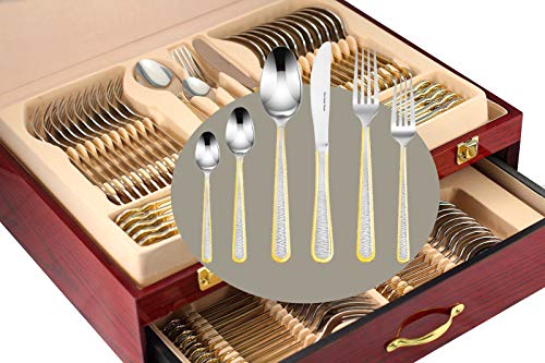 Venezia Collection Gold Flatware Serving Set for 12 ("Mimosa")
