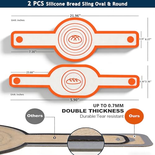 Silicone Bread Sling Oval and Round for Dutch Oven (Orange)