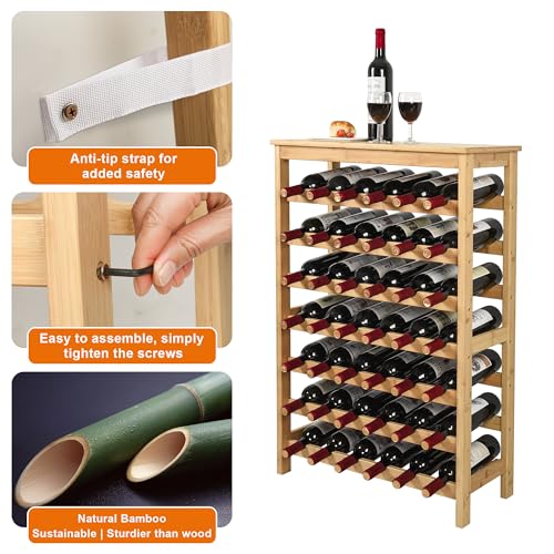 42 Bottles Bamboo Wine Rack (Natural / 7-Tier)