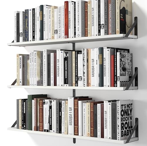 Floating Shelves for Wall (White / 35.43"W x 5.9"D x 5.4"H,Set of 3)