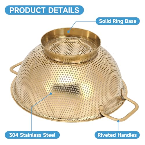 2PCS Gold Strainer for Kitchen (3QT+5QT)