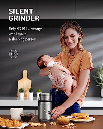 Electric Super Silent Blade Coffee Grinder (Sliver / 2 Bowl)