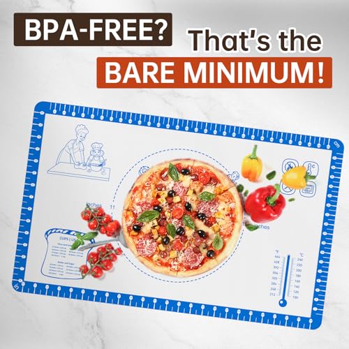 Silicone Baking Mat with 10 Useful Recipes (Blue / 26"L x 16"W)