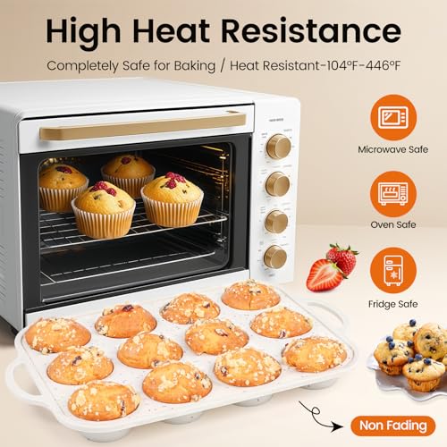 Silicone Muffin Pan with Metal Reinforced Frame (Standard: 12 Cups×2pack)