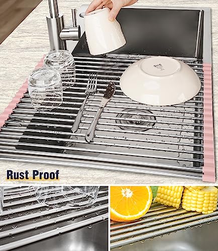Roll Up Dish Drying Rack Over Sink