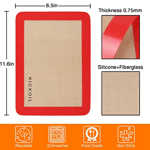 Silicone Baking Mats Set of 3 (Small (11.6" x 8.5") 3 Quarter Sheet)