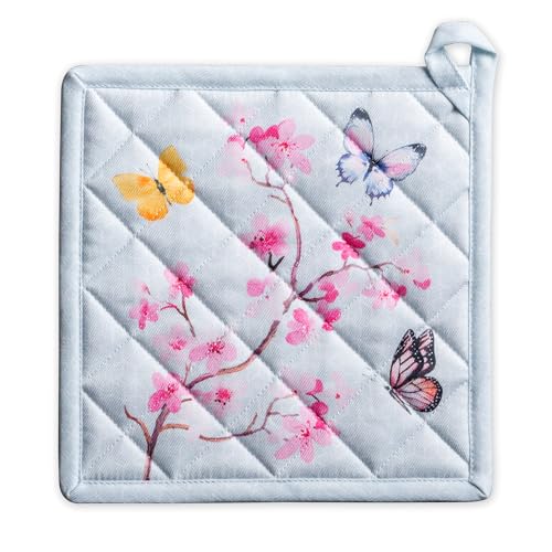 Pot Holders 100% Cotton Potholders (050 - Blossoms in Spring / 8" x 8" (Pot Holder Pack of 1))