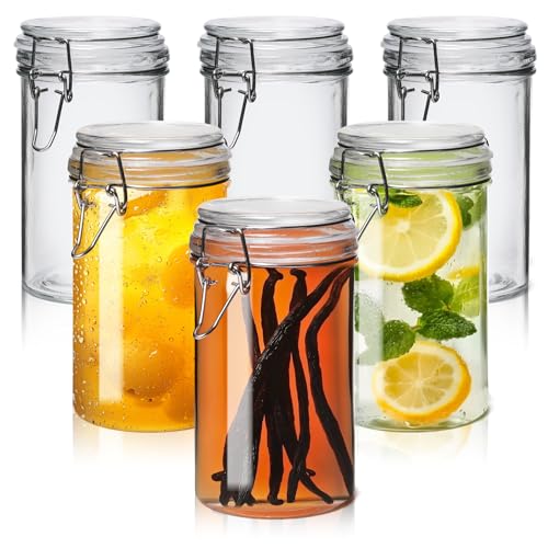 Small 16 oz Glass Jars with Airtight Lids 6 Pack Pickling Pantry (17 fl oz x 6)