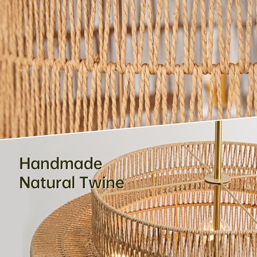 24" Rattan Chandelier for Dining Room (Brown / 24" 6-Light)