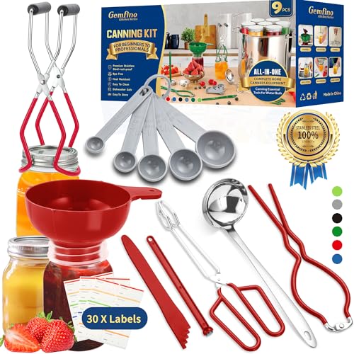 Canning Supplies Starter Kit (9-Pcs Set / Red)
