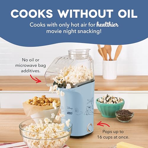 Disney Dash Stitch Fresh Pop Popcorn Maker (Light Blue- Stitch / 16 cups)