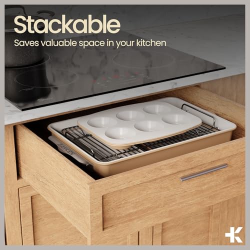 Bakken 8 Piece Stackable Bakeware Set (Gold)
