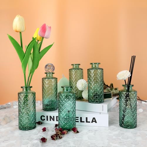 Glass Bud Vase (Green / Small Vase(6 Pcs))