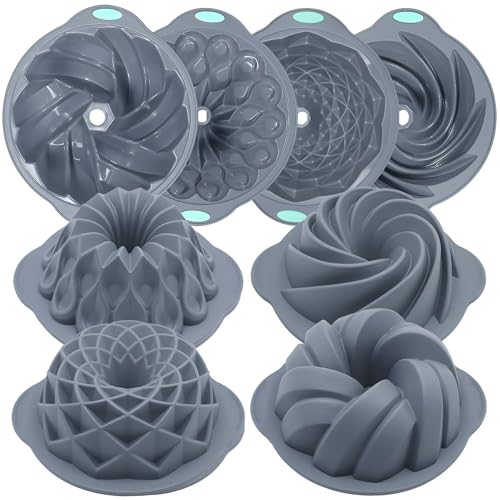 4 Pieces Silicone Fluted Cake Pans (4pcs fluted cake pans (6/7/8 Cups))