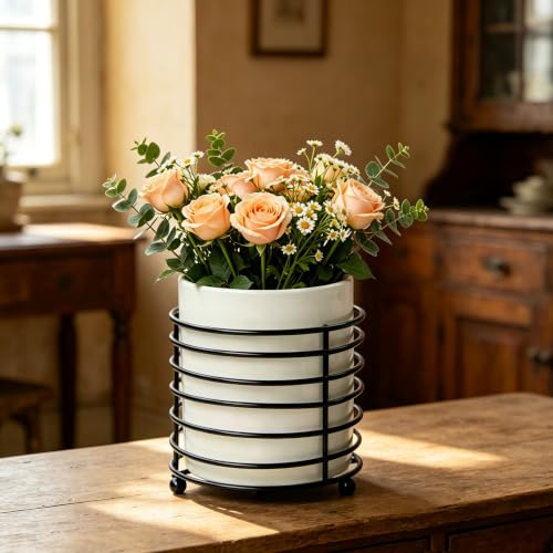 Durable Knife Fork Holder for Kitchen Countertop (L / White Black)