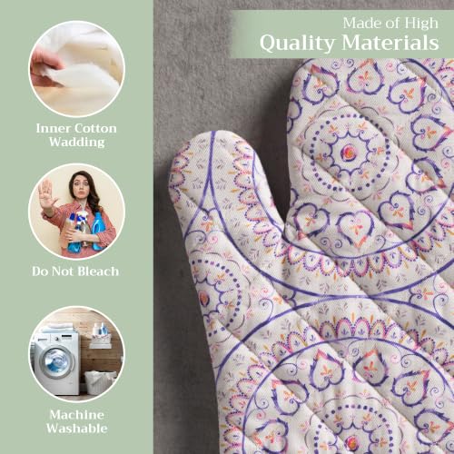 Maison d'Hermine Oven Gloves 100% Cotton Oven Mitt (090 - Mandala / 7.5" x 13" (Oven Mitt))