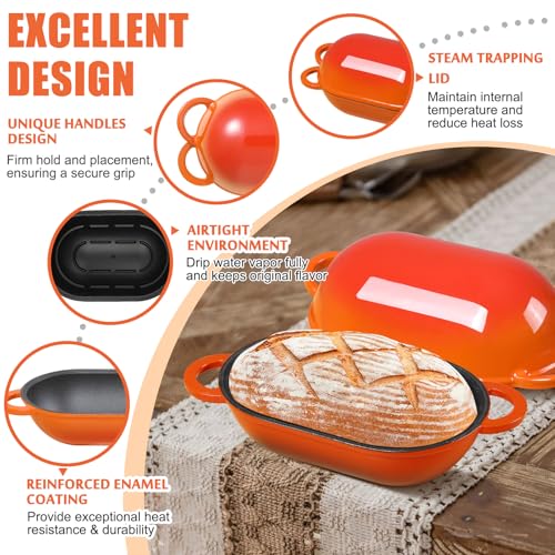 5 QT Enameled Cast Iron Sourdough Bread Oven (Orange / 5 QT)