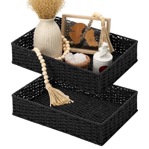 Large Toilet Paper Basket (Black / 15 ¾"L x 11 ¼"W x 3 ½"H)