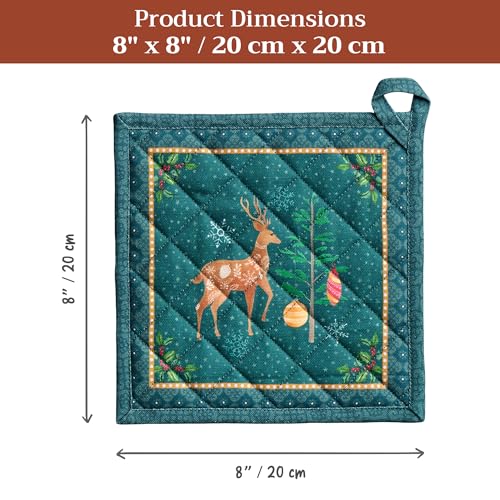 Pot Holders 100% Cotton Potholders (106 - Hygge Christmas / 8" x 8" (Pot Holder Pack of 1))