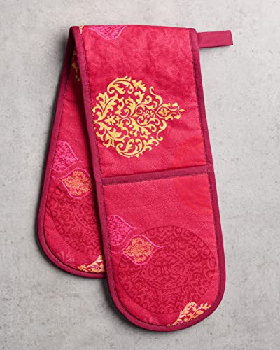 Double Oven Mitts 100% Cotton Double Oven Glove (045 - Versailles / 7" x 35" (Double Oven Mitt))