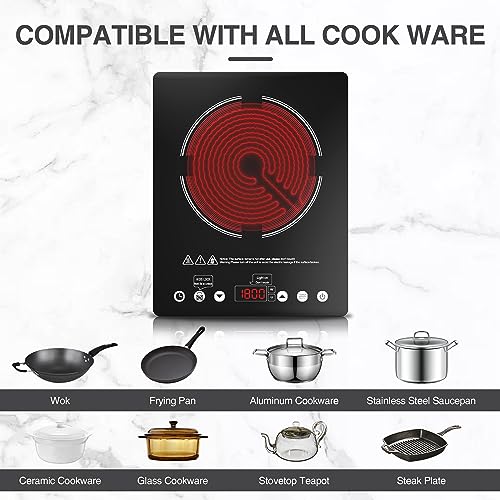 Electric Cooktop Single Burner Portable Stove 1800W 110v