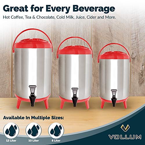 Stainless Steel Insulated Beverage Dispenser (10 Liter / Red)