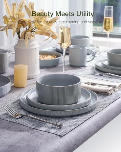 Star Stoneware Dinnerware Sets for 8 (Matte Gray)