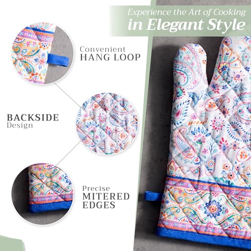Maison d'Hermine Oven Gloves 100% Cotton Oven Mitt (083 - Indian Floral / 7.5" x 13" (Oven Mitt))