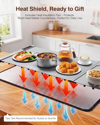 54'' Food Warming Mat with Heat (2X-Large-54*16'' / Silver Gray)