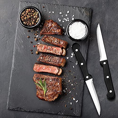 24 Piece Black Flatware Set with Steak Knives (24-Piece / Black)