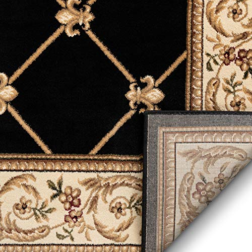 Patrician Trellis Black French European Formal Traditional (5'3" x 7'3" (Rectangular) / Black)