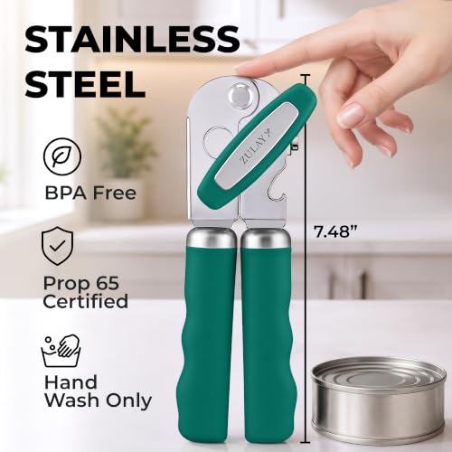 Stainless Steel Swing Open Manual Can Opener Comfortable Grip (Emerald / Swing Open)