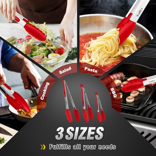 Kitchen Tongs (7+9+12inch / Red)
