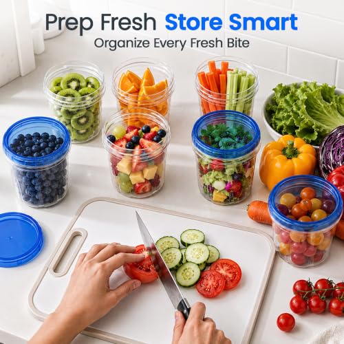 Freezer Storage Containers (12 PACK - 32 OZ - BLUE)